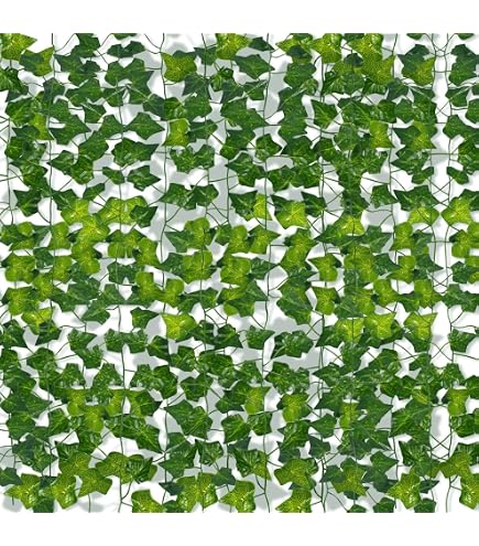 DazSpirit Edera Finta 48 Pezzi, Pianta Rampicante Artificiale Per Interni Ed Esterni, Ghirlanda Verde Per Casa, Giardino, Cucina, Matrimonio E Decorazione Parete