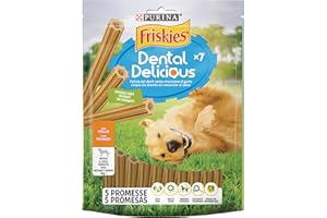 Purina Friskies Dental Delicious, Snack Dental para perros, premio, 6 bolsas de 200g