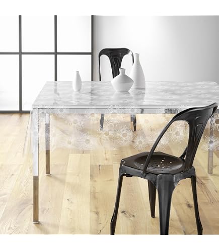 Tovaglia Trasparente In PVC Con Bordo In Pizzo Ricamato - 120x180 Cm - Impermeabile E Antiolio - 2
