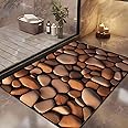 Yellow Weaves 3D Patterned Anti Slip Water Soaking Floor Mat, Water Absorbent Non Slip Bath Mat, Quick Dry Mat for Bathroom, Door Mat for Home, Kitchen, Office (Pack of 2) - Brown Stone