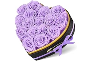 MAMAMIKO 16 Ewige Rosen in Herzform Box - Infinity Lila Rose, Konservierte Echt Blume Rose Geschenk, Valentinstag Jahrestag Geschenk für Sie, Geburtstag Muttertagsgeschenk für Frauen Mama Freundin Oma