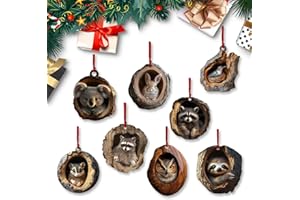 YongSral 8 Piezas Animal Christmas Ornaments, Adornos Arbol Navidad, 2D Adornos Navideños con Animales, Decoración Navideña de Animales Acrílicos, Adecuado para Arboles de Navidad, Paredes y Ventanas