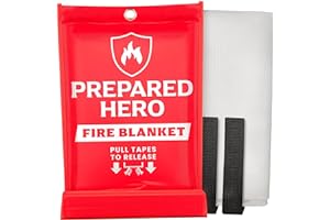 Prepared Hero Emergency Fire Suppression Blanket - 1 Pack, 40” x 40” Fiberglass Fire Blanket for Kitchen & Home