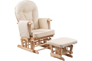 KIDZMOTION Sereno Nursing Glider maternity rocking chair with glide lock and footstool … (Natural)