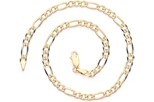 Old English Jewellers 9ct Yellow Gold on Silver 10 inch Figaro Ankle Bracelet Anklet - Diamond Cut