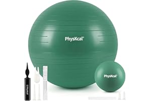 PhysKcal Gymnastikball in 55cm bis 85cm und 23 cm Pilatesball Set inkl. Luft-Pumpe | Berstschutz Gymnastikball, Anti-Rutsch-Sitzball, Balanceball, Yogaball für Zuhause, Fitnessstudio und Büro