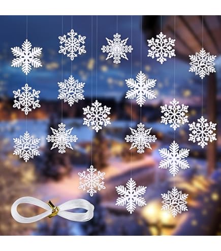 DERAYEE 12 fiocchi di neve, decorazioni natalizie, decorazioni da