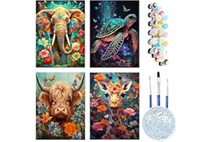 FLAJZ Malen Nach Zahlen Erwachsene, 4 Stück DIY handgemaltes Ölgemälde Set für Anfänger und Erwachsene, Acrylfarbe, Kindergemälde, kreative Heimdekoration, Geschenk, Weihnachten