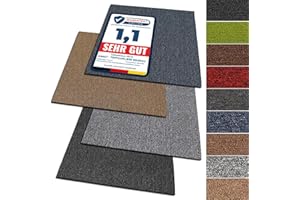 KARAT Płytki dywanowe Moskwa 50 x 50 cm samoprzylepne – 1 sztuka – 0,25 m² – wytrzymały dywan podłogowy z wysokiej jakości runem pętelkowym do domu i biura – antystatyczne, z bitumicznym tyłem – zielone