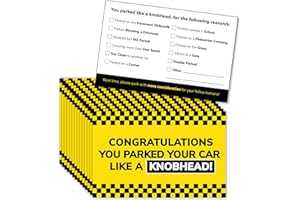 1357AWARDS You Parked Like a KNOBHEAD Bad Parking Cards (Pk x100) 3.5"x2" / 85mmx55mm. Multi Reasons Violation Options. Funny Vehicle Parking Jokes and Pranks, Fake Parking Tickets. Keep in Your Wallet or Purse