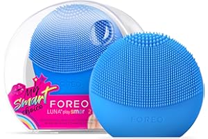 FOREO LUNA Play Smart 2 Dispositivo di analisi della pelle e pulizia del viso per tutti i tipi di pelle, con batterie AAA sostituibili,Peek A Blue