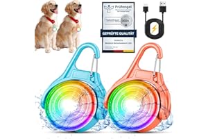 Dokkita Lumiere Chien Nuit Rechargeable (Changement de Couleur RGB + 4 Modes de Clignotement), Pendentif Lumineux Chien Rechargeable USB Clignotant dans la Nuit pour Chien Chat, étanchéité IPX8
