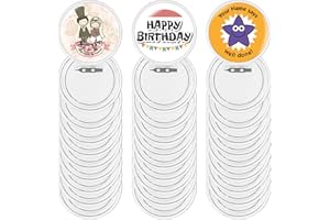 KOMINZZ Badge Making Kit for Kids 30pcs Badges Make Your Own Acrylic Button Clear Badges Button Badge with Pins Clear Button Pin Badges for DIY Crafts Gifts Party Bag Fillers