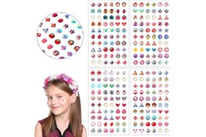 AUGSUN Autocollantes pour Boucles d'oreilles, 240Pcs Boucles d'oreilles Adhésives à Paillettes en Cristal, 3D Autocollants pour Filles Enfants