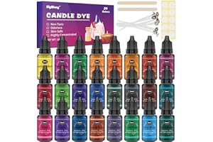 SigWong Candle Dye - 24 Colors Liquid Candle Making Dye for DIY Candle Making Supplies Kit, Food Grade Ingredients Oil-Based Candle Coloring for Soy Wax Dyes, Beeswax, Each 0.35oz/10ml