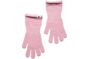 KNITAS Handschuhe Kinder 2-8 Jahre, Fingerhandschuhe Kinder Winter, Baumwollhandschuhe für Jungen und Mädchen, Lange Handgelenk, Einlagige, Bequeme, Weiche, in Beige un Rosa - Größe 4-7