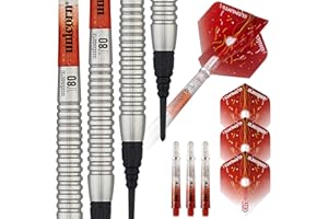 Unicorn Soft Tip Professional Darts Set | Core Striker Series Style 5 | 80% Natural Tungsten Barrels | 23 g