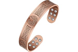 Jecanori Copper Bracelet for Men, 18X Strength Mens Magnetic Bracelets with 3,800 Gauss Magnets, 99.99% Pure Solid Copper Jewelry Gift