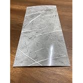 UKAB DEKOR Kendinden Yapışkanlı Esnek K&ouml;p&uuml;k Beyaz Pvc Mermer Panel 60x30 cm Banyo WC Mutfak Gri 60 x 30