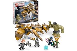 LEGO Marvel Avengers kontra Lewiatan, Zabawka dla Dziecka do Zbudowania, Minifigurki: Hulk, Kapitan Ameryka, Loki, Czarna Wdowa i Chitauri, Prezent dla 7-latka, dla Chłopca i Dziewczynki, 76290