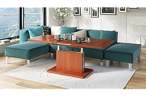 Mazzoni Design Couchtisch Tisch Aston stufenlos höhenverstellbar ausziehbar 120 bis 200cm Esstisch (Kirschbaum)