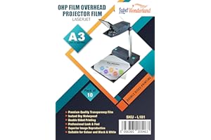 LABELWONDERLAND A3 OHP Film Pack of 10 Overhead Projector Film for Laser Jet Printer and Copier Transparency Film 100 Micron (297 x 420 mm)