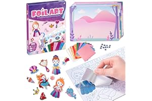 DxxD Lavoretti Creativi per Bambin, Regalo Giochi Bambina 3 4 5 6 7 8 Anni Femmina, Unicorno & Principessa Foil Art Fun Kit per Bambini, DIY Creativo Giochi Art Craft Set, Foil Crafts per Bambini
