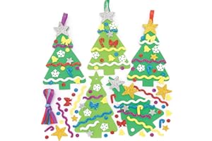 Baker Ross FE880 Christmas Tree Decoration Craft Sets, Pack of 8, Christmas Decoration Craft Sets for Children, Children's Birthday Crafts, Christmas Craft Ideas, Christmas Tree