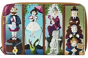 Loungefly Disney Haunted Mansion Stretching Room Portraits Zip-Around Wallet, Black, One Size