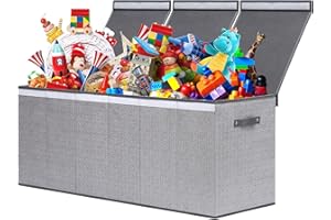 ELUCHANG Aufbewahrungsbox mit Deckel Kinder, 147L Große Faltbare Truhen & Kisten für Kinder, Spielzeugkiste Aufbewahrungsbox für Kinderzimmer,Schlafzimmer, Grau