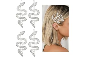YAXZIM Pack of 4 Snake Hair Pins Silver Rhinestone Hair Pin Clips Alloy Vintage Hair Clips Headdress Glitter Snake Hair Clips Hair Accessories for Women and Girls