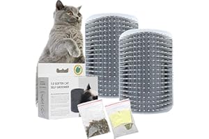 OUOOBEA 2 Pack Cat Self Groomer - Softer Cat Corner Scratcher with Catnip, Massage Comb & Face Scratcher for Kittens with Long & Short Fur