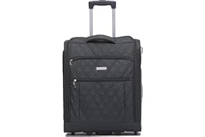 Flight Knight 56x45x25cm easyJet & British Airways Large Carry On Approved & Tested Maximum Size Hand Luggage Case - 2 Wheels - Ultra Lightweight Durable Soft Case Textile Cabin Suitcase