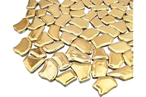 BTMIEY Azulejos de mosaico de cerámica irregulares de 500 g, piedras de mosaico de 2 a 4 cm para hacer mosaicos de bricolaje, manualidades, artes de pasatiempos, decoración de pared del hogar (dorado)