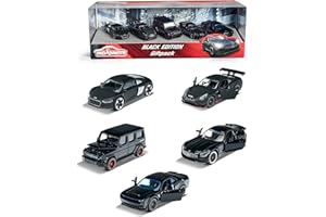 Majorette 212053174 Zestaw Black Edition 5 sztuk metalowych pojazdów die-cast, 7,5 cm
