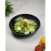 1 Adet Porselen Salata Tabağı 25 Cm &Ccedil;ukur Servis Tabak Sunum Kase- Siyah