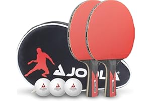 JOOLA Tischtennis Set Duo Carbon 2 Tischtennisschläger + 3 Tischtennisbälle + Tischtennishülle, Rot/Schwarz, 6-teilig