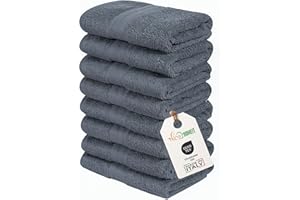 nice homeit Lot de 8 Serviettes Visage et invité en Coton 35 x 55 en 100% Coton filé à Anneau – Set de Serviettes de Bain Extra Douces et absorbantes. Fabriqué en Italie – Gris foncé