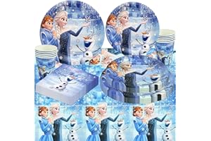 DEREINE Pappteller Kindergeburtstag, Partygeschirr 51-teiliges Partygeschirr Set für Mädchen Geburtstag-7''Pappteller, 9''Pappteller, Tischdecke, Servietten, Pappbecher