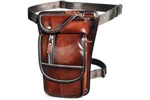 Handadsume Lona Impermeable + Cuero -Motocicletas -Senderismo-Bolsillos-Los Bolsillos de Fanny-Bolsa de Muslos y piernas-Bolsa de Cadera-para Hombres y Mujeres 913-5