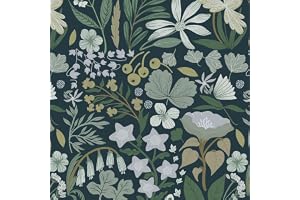CiCiwind Självhäftande tapeter blommor 41 cm × 10 m grön blomma tapet blad och blommor självhäftande tapet vintage självhäfta