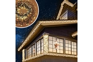 ANSIO® Christmas Lights 1000 LED 12m/39ft Cluster Christmas Tree Lights for Indoor & Outdoor Warm White Decorations Fairy Lights with Timer for Xmas Garden & Party | Mains Powered Green Cable