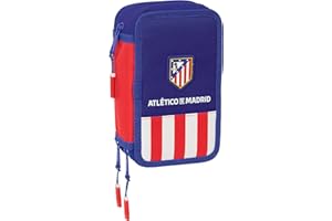 Safta ATLÉTICO DE Madrid - Estuche Escolar con 37 Útiles Incluidos, Estuche Infantil, Estuche Niño, Ideal para Niños de 5 a 14 Años, Cómodo y Versátil, Calidad y Resistencia, 12.5x5.5x19.5 cm