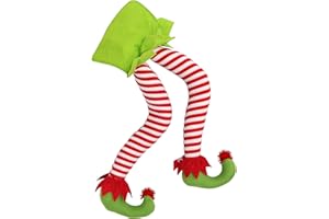 Belle Vous Piernas de Duende para Arboles de Navidad- Calcetín de Navidad Piernas rellenas con Rayas 50 cm - Decoraciones de Navidad Colgante para Árbol de Navidad Fiesta en el Hogar Adornos Chimenea