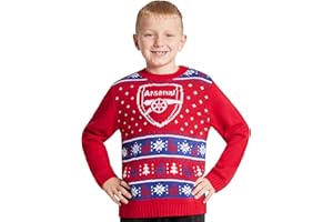 Arsenal F.C. Christmas Jumper Kids Teenagers Warm Cosy Football Xmas Jumper 7-14 Years - Arsenal Gifts for Boys