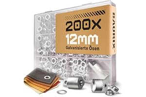 BAURIX® 200 Ösen (Ø 12 mm) mit magnetischem Einsatz für TALOS Zange – für Planen, Markisen, Leder & Vorhänge – ideal für Bastler, Schneider & Heimwerker – Zange separat erhältlich