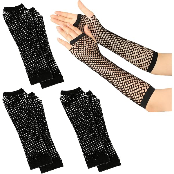 Halloween Fingerlose Handschuhe Spinnennetz-Design – Schwarze Spitzenhandschuhe, Aus Polyester/Baumwolle, Für Kostüm & Party