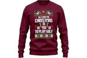 Purple Print House All I Want For Christmas is To Play Golf Sweatshirt Mens Funny Golfing Jumper Xmas Fairisle Sweater