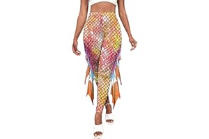 SEAUR Damen Meerjungfrau Leggings Hohe Taile Print Hosen Faschingskostüm Karneval Kostüm