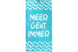 ‎JILDA-TEX jilda-tex Strandtuch 90x180 cm Badetuch Strandlaken Handtuch 100% Baumwolle Velours Frottier Pflegeleicht (Meer geht Immer)
